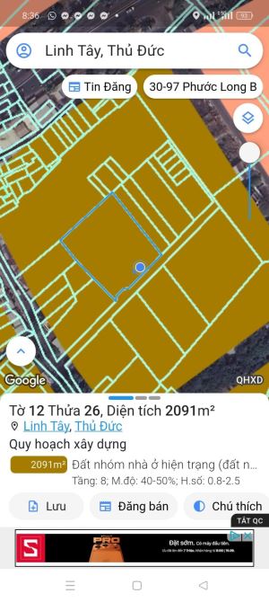 Bán đất 2.156m² full thổ cư, vuông vức đẹp, gần Phạm Văn Đồng Thủ Đức