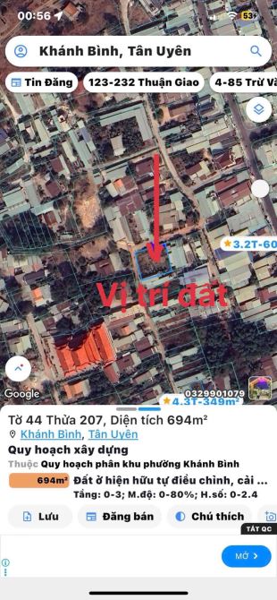 chủ gởi lô đất 2 mt khánh bình tân uyên bình dương