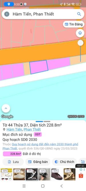 Bán lô 228m2 thổ cư mặt tiền nguyễn đình chiểu và mặt biển hàm tiến chỉ 6ty5m tiến - 1