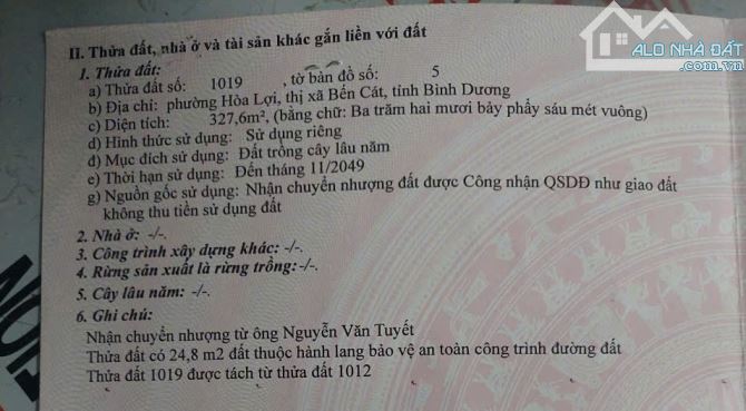 Bán đất ở Hòa Lợi, Bến Cát giá siêu rẻ chỉ 950 triệu cho 327m2 - 1