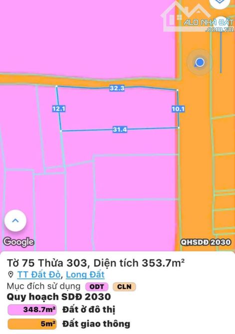 Bán nhanh 354m đường nhựa lương thế vinh , TT đất đỏ lô góc 2 mặt tiền sẵn 200 thổ cư - 3