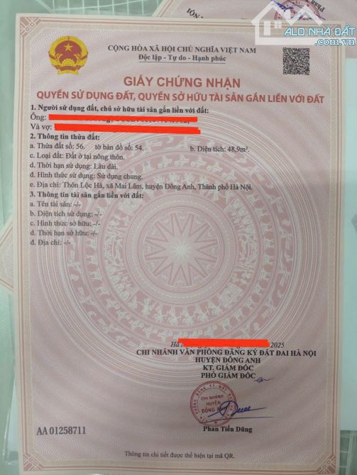 Bán 48,9m² Lộc Hà, Mai Lâm, Đông Anh thông ô tô đi cầu Tứ Liên chỉ 7 phút. - 3