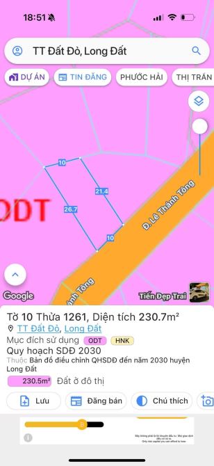 BÁN LÔ ĐẤT MẶT TIỀN LÊ THÁNH TÔNG TT ĐẤT ĐỎ BRVT DT 230m2 có sẵn 60m2 thổ cư - 3