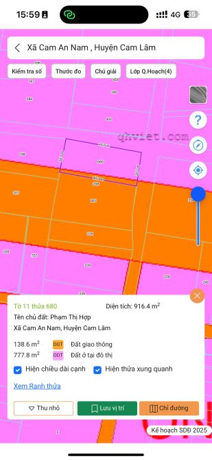 Bán đất tại Cam An Nam, Cam Lâm, Khánh Hòa giá cực chất 13,7 tỷ(15tr/m) tổng diện tích 914 - 4