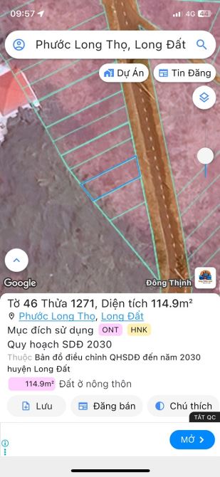 🌈BÁN ĐẤT XÃ ĐẤT ĐỎ , TPHCM GẦN KCN ĐẤT ĐỎ ( xã phước long thọ cũ )  -DT : 114,9m2 ngang 6 - 4