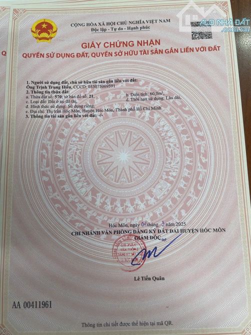 🔥 BÁN GẤP LÔ GÓC 2 MT – TRUNG TÂM THỊ TRẤN HÓC MÔN – GIÁ CHỈ 3,4 TỶ 🔥 - 4