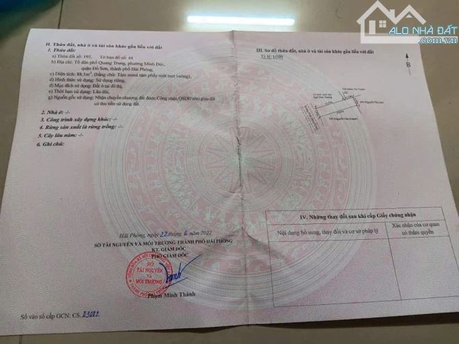 - LÔ ĐẤT MẶT ĐƯỜNG NHỰA TẠI 171 THƯỢNG ĐỨC.  - Đường nhựa rộng 5m - 5