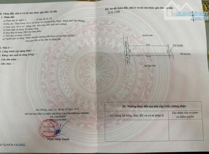 Bán đất Đoàn Xá - Kiến Thụy - Hải Phòng