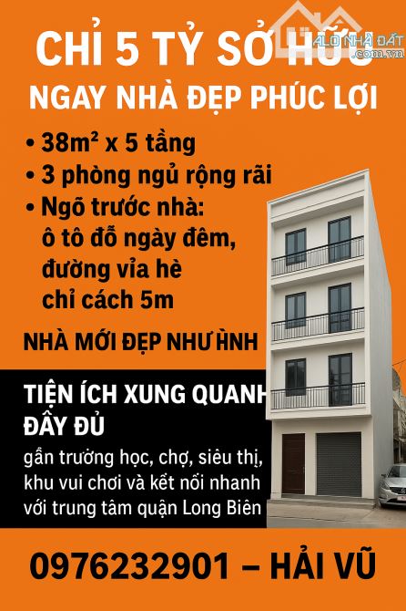 CHỈ 5 TỶ NHỎ SỞ HỮU NGAY NGÔI NHÀ 38M2 - 5 TẦNG - 3 NGỦ NHƯ HÌNH - 5M RA ĐƯỜNG VỈA HÈ