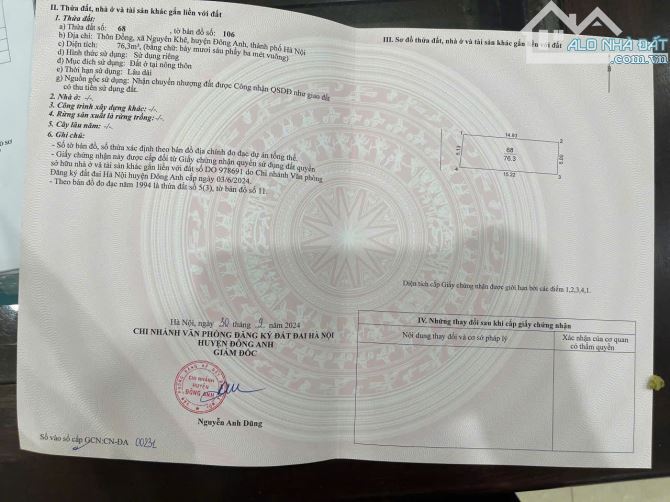 BÁN NHANH 76M ĐẤT THÔN ĐỒNG, NGUYÊN KHÊ, ĐÔNG ANH. BÁM ĐƯỜNG GOM VÕ NGUYÊN GIÁP - 1