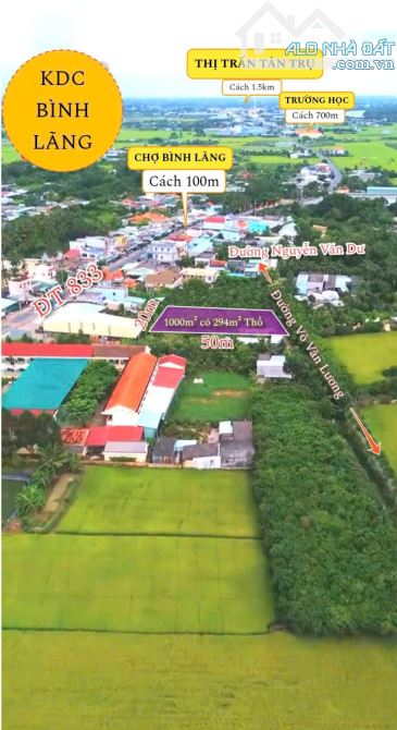 Hàng Vip, 1000m2 đất thổ 20 x50m, View Kênh, Chợ Bình Lãng, 2.5 tỷ - 7