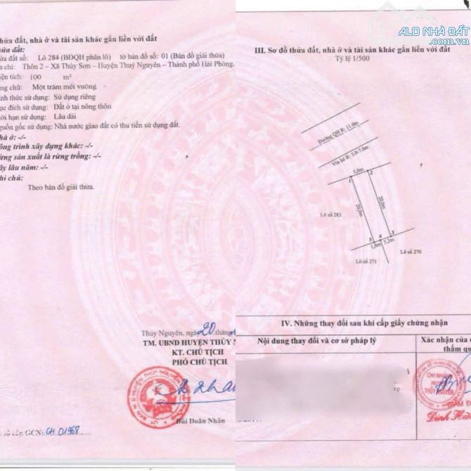 BÁN LÔ XẺ KHE KHU ĐẤU GIÁ KHAU DA, THỦY NGUYÊN