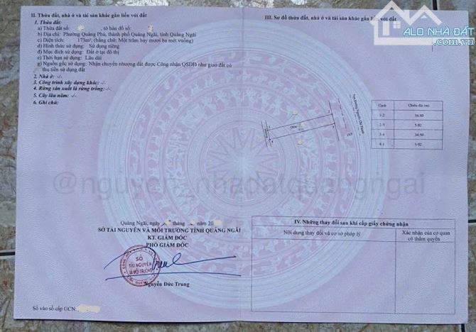 BÁN ĐẤT MẶT TIỀN NGUYỄN CHÍ THANH – PHƯỜNG NGHĨA LỘ, QUẢNG NGÃI