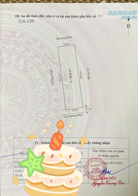 Bán đất ven khu công nghiệp Tràng Duệ, 183m2 mặt tiền 7m