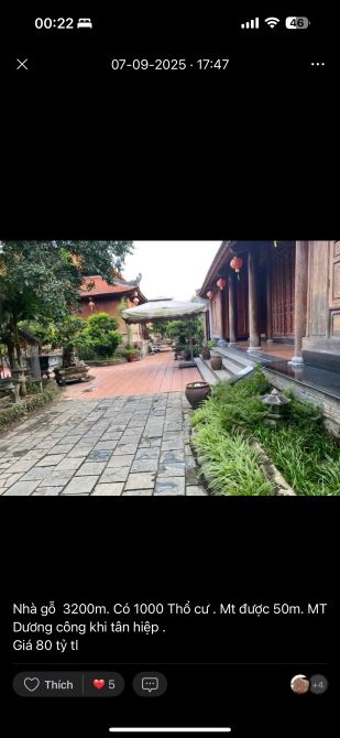 Bán Đất Nhà Gỗ 80 tỷ Mặt Tiền Dương Công Khi Tân Hiệp 3200m