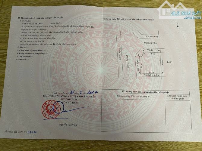 Siêu Víp lô GÓC 211m CỰC HIẾM LK04 – Khu TĐC Bắc Sông Cấm, xã Dương Quan, TP. Hải Phòng
