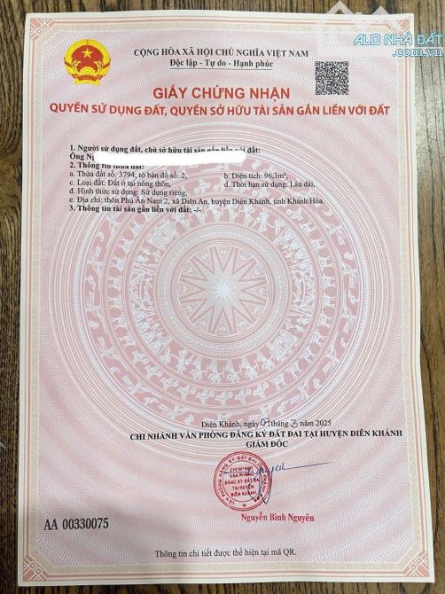 Sót lại lô Diên An, Diện tích lớn giá rẻ nhất thị trường Diên An, Diên Khánh, đường TTin