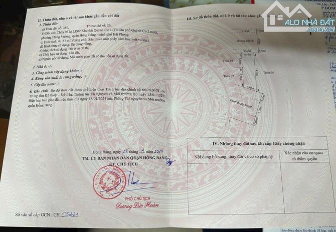 ✨ BÁN ĐẤT ĐẤU GIÁ – QUỲNH CƯ, HỒNG BÀNG, HẢI PHÒNG ✨ 61m2- 1,8 tỷ - 1