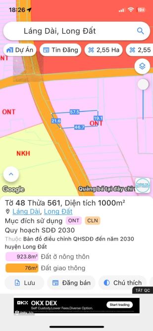 Bán Đất Mặt Tiền Đường Nhựa -Láng Dài -Xã Đất Đỏ-Thành Phố Hồ Chí Minh Ngang 21x57 ( - 2