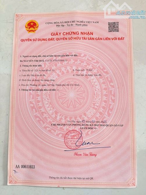 HHMG 1%. bán đất P16, DTCN: 80m2, hẽm trước đất 5m - 2
