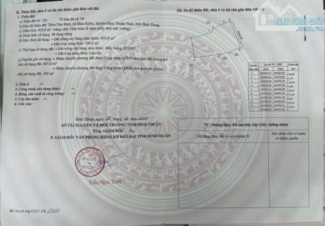 BÁN ĐẤT THỔ CƯ TRONG KHU DÂN CƯ XÃ HÀM KIỆM - TỈNH BÌNH THUẬN - 3