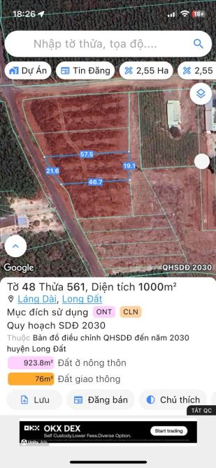 Bán Đất Mặt Tiền Đường Nhựa -Láng Dài -Xã Đất Đỏ-Thành Phố Hồ Chí Minh Ngang 21x57 ( - 3