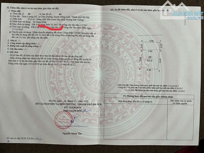 bán đất 47m2 thôn lương nỗ 2 tiên dương đông anh gần quốc lộ 3 giá 3.5 tỷ. - 3