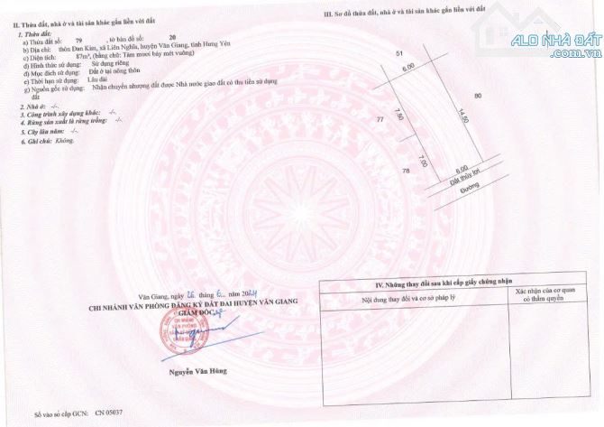 🏆🏆🏆 Chính chủ gửi bán 87m2 đấu giá Đan Kim Liên Nghĩa Văn Giang. Đối diện trường THPT D - 6