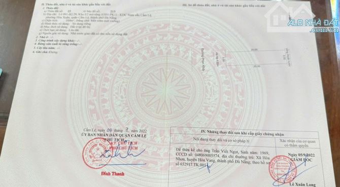 Bán đất đường 7.5m Phan Khôi, Hòa Xuân - Gần Trường Học - 100m2, Giá 4.25 tỉ tl