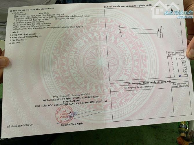 Hàng hiếm đất 1 sẹc quốc lộ 20 DT: 2014m2 vườn xoài đang cho thu hoạch giá rẻ 670 triệu