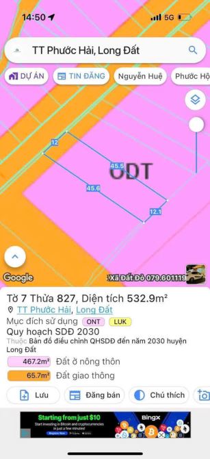 BÁN LÔ ĐẤT ĐẸP - VIEW NÚI MINH ĐẠM, GẦN BIỂN PHƯỚC HẢI - TP.HCM CHỈ 4 TỶ