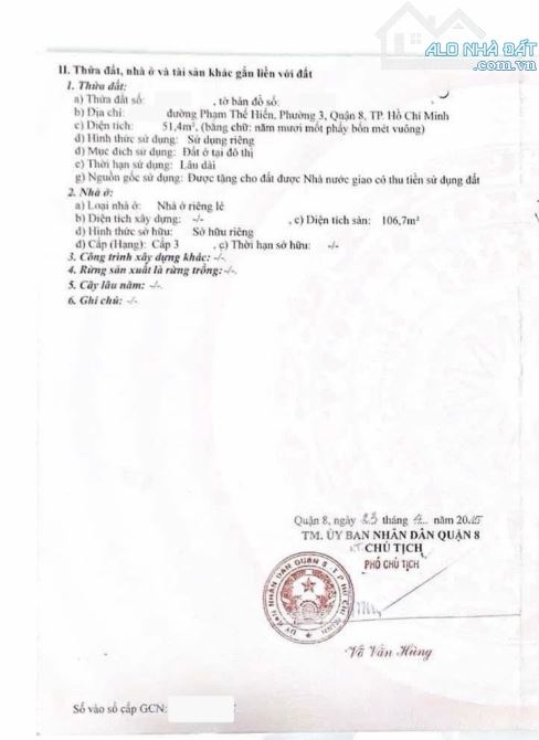 NHÀ P3 Q8 HẺM XE HƠI THÔNG- Cách trường Tiểu học Âu Dương Lân-chợ Rạch Ông chỉ 200m.