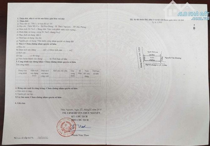 BÁN GẤP LÔ ĐẤT 81,5m² TẠI THÔN MỸ CỤ, HOA ĐỘNG, THỦY NGUYÊN, HẢI PHÒNG – GIÁ TỐT ĐẦU TƯ