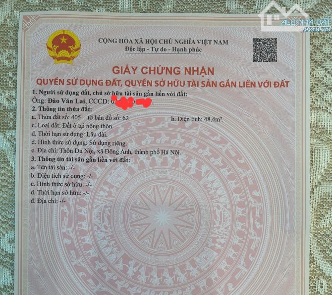 CC CẦN BÁN ĐẤT MAI LÂM, ĐÔNG ANH,  48,4M - MẶT TIỀN 5,34M - Ô TÔ VÀO ĐẤT  - CHỈ 5,7 TỶ
