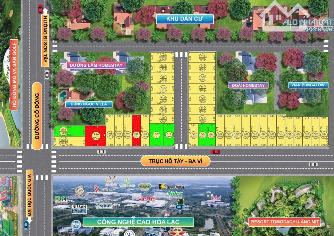 Đất phân lô F0 Hòa Lạc, Hà Nội, sổ vuông đẹp full thổ cư 100m2, Giá 2,8 tỷ