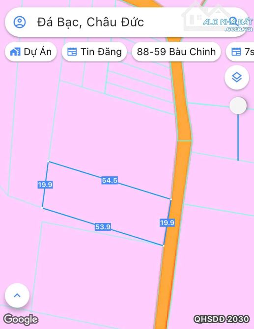 Bán khoảng 1 sào (1061m2) đất xã Đá Bạc, huyện Châu Đức, BRVT.