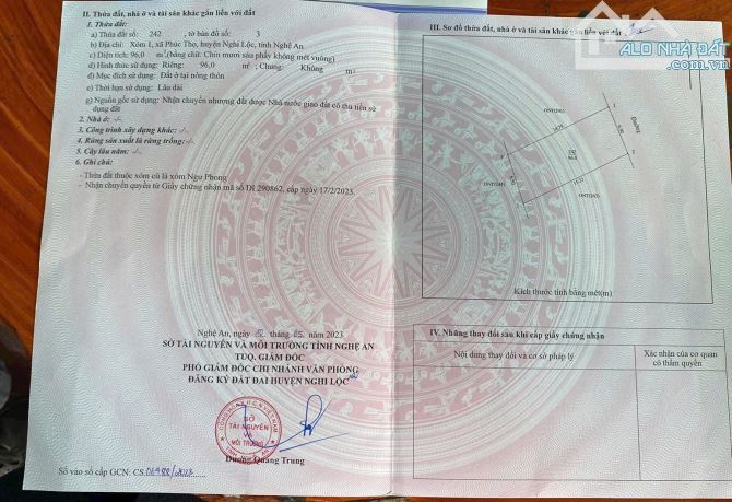 BDS dưới 1 tỷ! Bán ô đất tại xóm 1, xã Phúc Thọ, TP Vinh cũ. Vị trí cách trung tâm TP Vinh