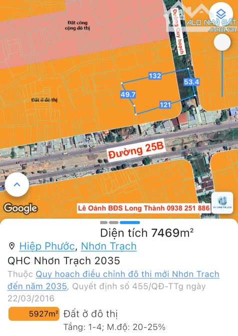 LÔ ĐẤT 7000M2 THỊ TRẤN HIỆP PHƯỚC VỊ TRÍ SIÊU ĐẸP, CỔNG TRƯỚC SÂN BAY LONG THÀNH,GIÁ NGỘP - 1
