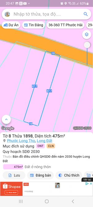 BÁN ĐẤT NGAY TL997 KHU CÔNG NGHIỆP ĐẤT ĐỎ - ĐƯỜNG NHỰA DÂN CƯ 10X47M 80TC GIÁ 1,35TY - 4