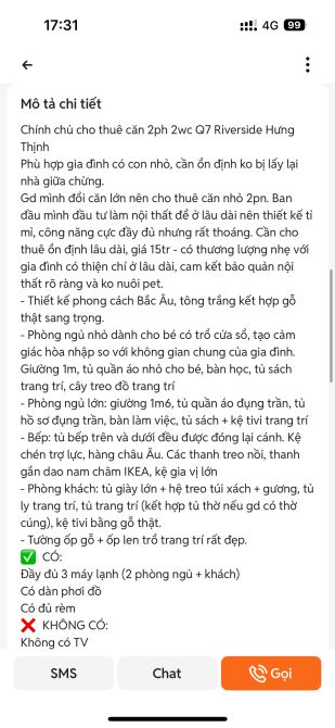Cho thuê căn hộ Q7 Riverside Complex - 2 PN - 15tr/tháng
