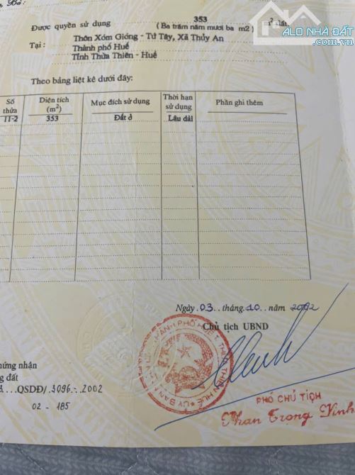 Đất thành phố giá nông thôn gần đại học Huế