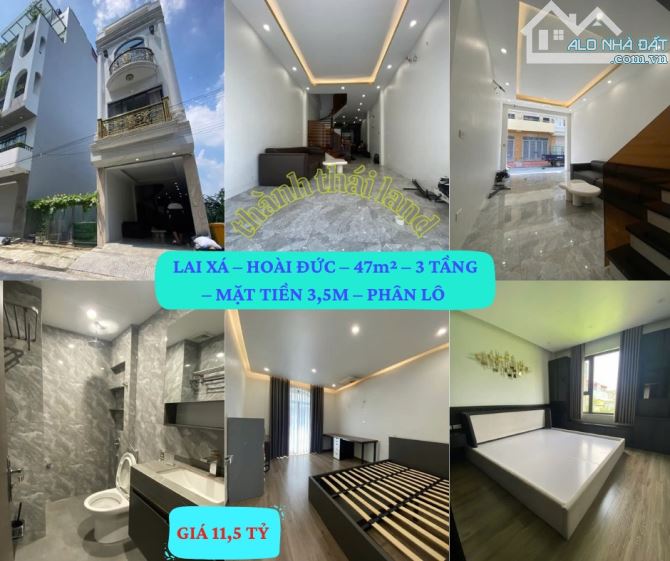LAI XÁ – HOÀI ĐỨC – 47m² – 3 TẦNG – MẶT TIỀN 3,5M – PHÂN LÔ– KINH DOANH – GIÁ 11,5 TỶ