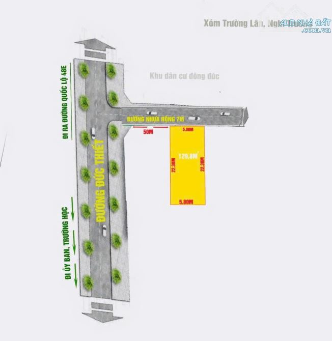 Chính chủ gửi bán lô đất đẹp mặt đường nhựa xóm Trường Lân , Nghi Trường đầu tư  hợp lý