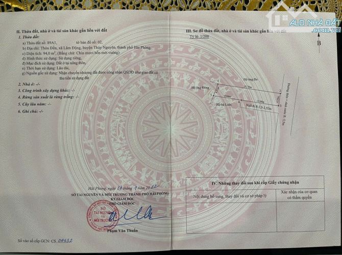Phường Thiên Hương (TDP đền Lâm Động cũ) 94m đường trải nhựa 2 ô tô tránh nhau giá 3,x tỷ. - 1