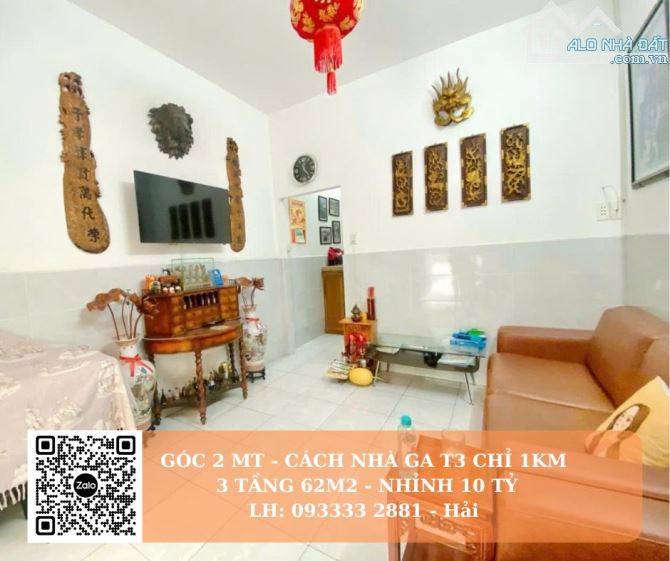 Nhà 2MT đẹp Hoàng Hoa Thám cách T3 chỉ 800m 62m2 chỉ nhình 10 tỷ - 2