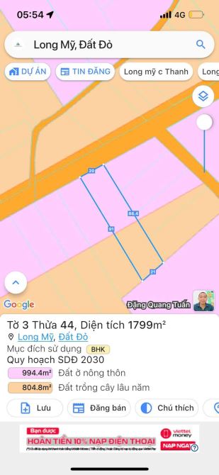 BÁN ĐẤT GẦN BIỂN PHƯỚC HẢI - XÃ PHƯỚC HẢI - TP HCM  🌈DT 1800m2- ngang 20m x 91m ; - 2