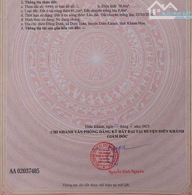 Bán đất Diên Toàn - Thôn Đông Dinh - Cạnh khu Tái Định cư Diên Toàn - 3