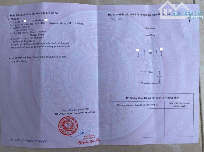 BÁN ĐẤT MẶT ĐƯỜNG MÁNG  AN ĐỒNG, AN DƯƠNG 100m giá chỉ từ 7,7 tỷ - 4