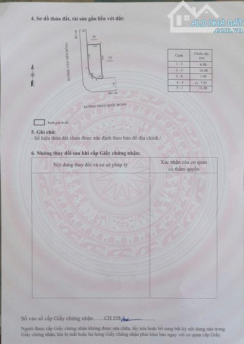 Bán lô góc 2 mặt tiền đường trần quốc hoàng và văn tiến dũng dt 96m2 giá 5ty500
