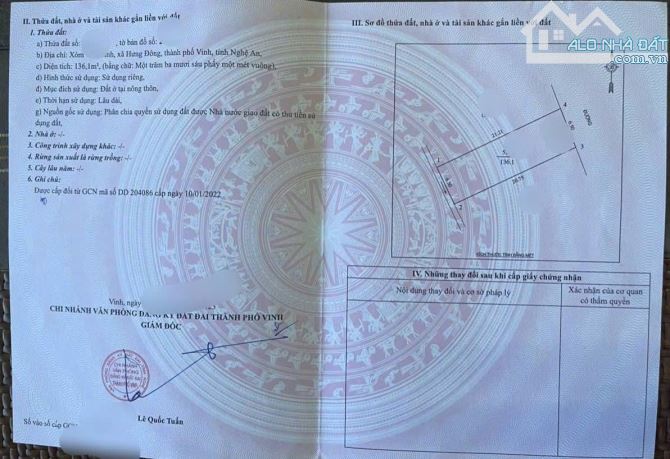 BÁN ĐẤT ĐẸP 136m2, LỐI 2 ĐƯỜNG 72M _  KHU VỰC YÊN BÌNH HƯNG ĐÔNG
